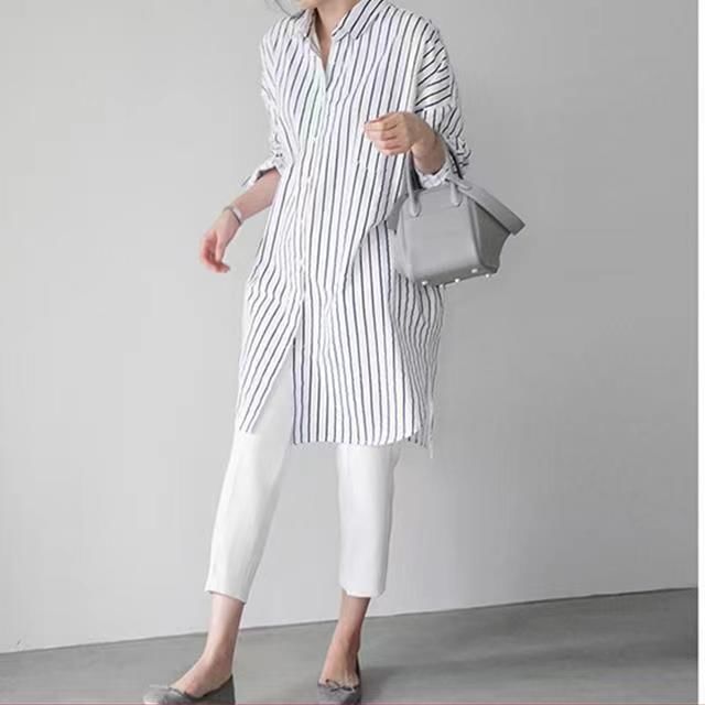 Everose-Long-Sleeve Button Front Long Shirt