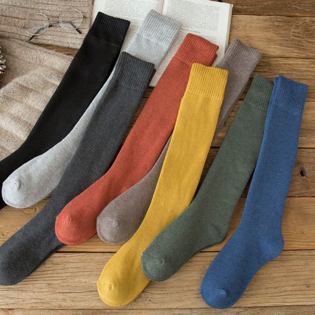 Mimiyu-Set Of 3 Plain Long Socks