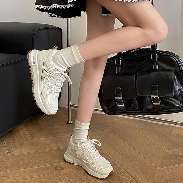 SouthBay Shoes-Lace-Up Platform Sneakers