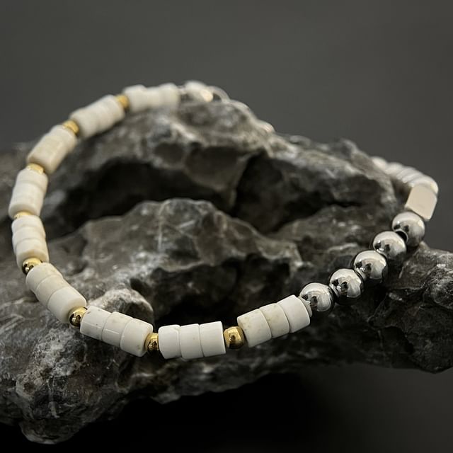 Black Degree-Bead Stainless Steel Bracelet