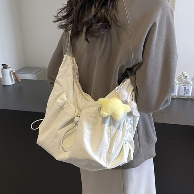 Hikuozy-Plain Drawstring Crossbody Bag