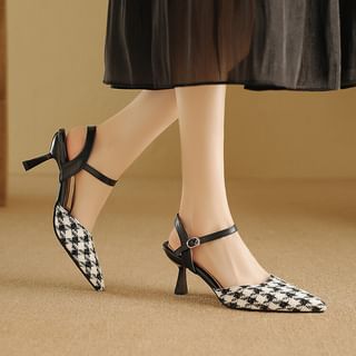 Freesia Kitten Heel Houndstooth Pointed Sandals Sale