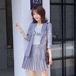 Princess Min - 格子西装外套 / 迷你A字打褶裥裙 / 西裤 / 套装 Princess Min - 格子西装外套 / 迷你A字打褶裥裙 / 西裤 / 套装