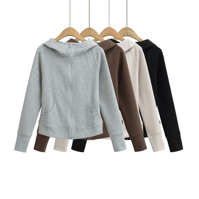 Asiris-Hooded Plain Zip-up Jacket