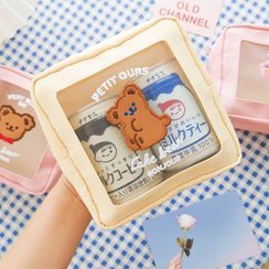 Carche - Bear Applique Makeup Pouch Carche - Bear Applique Makeup Pouch