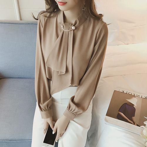 トップス maison celon chiffon tie blouse white Chiffon tie blouse, Maison Celon.
