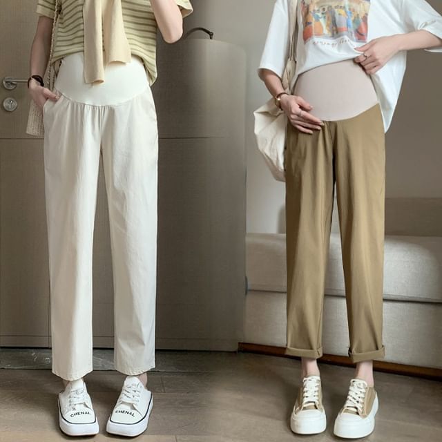 Rosy Street-Maternity High Rise Plain Crop Pants