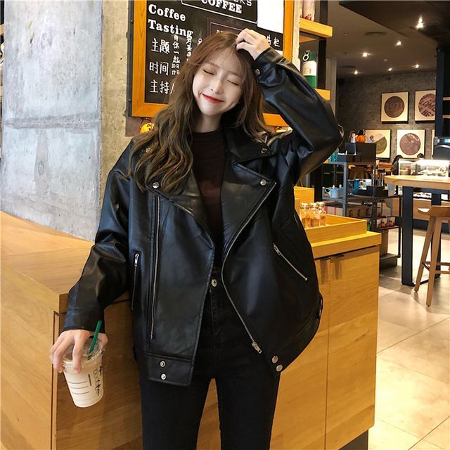 cardigan leather jacket