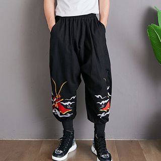 Sparrow Farm - Sun Wukong Embroidered Harem Pants | YesStyle
