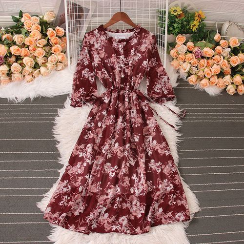 Lenina ♥ RIONA flower puff sleeve dress /追跡付 MUSINSA | LENINA RIONA flower puff sleeve dress_RED