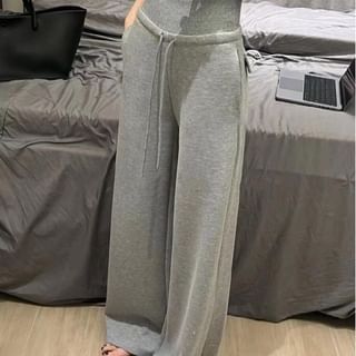 Shinsei-High Rise Plain Wide Leg Sweatpants