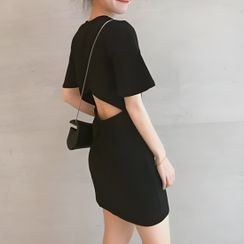 Elvik - Flared-Sleeve Open-Back Mini Dress