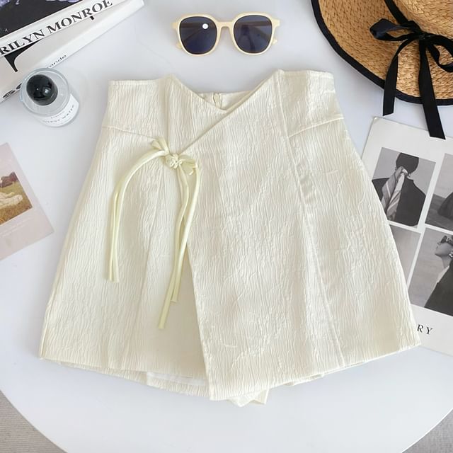 Iasia-High Waist Textured Wrap Skorts
