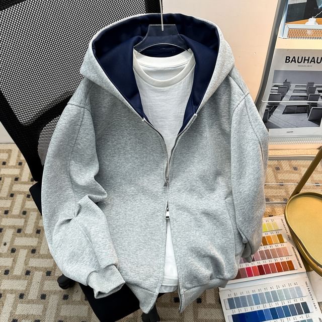 Plummie-Two Tone Plain Oversized Hoodie
