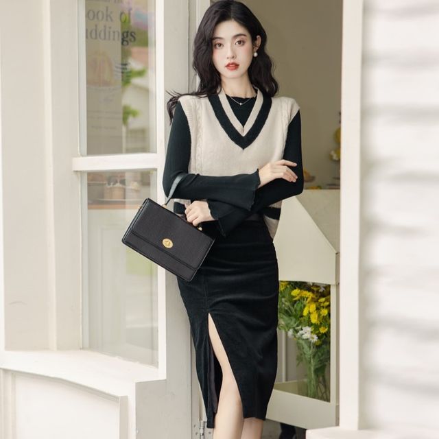 Knit Skirt Sweater Pencil Skirt Set Pencil Skirt Sweater And Skirt