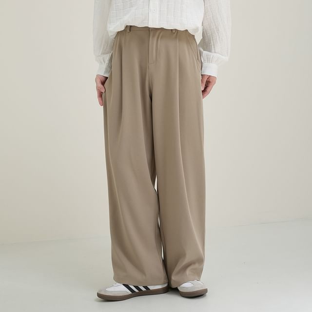 DAZO Studios-Mid Rise Plain Wide Leg Dress Pants
