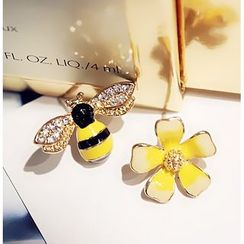 Glamiz - Bee & Flower Earrings