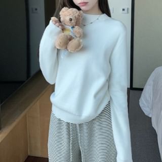Closette-Long-Sleeve Plain Knit Top Various Designs