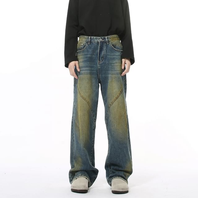 FAERIS-Mid Rise Washed Wide Leg Jeans