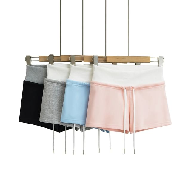 Asiris-Drawstring Waist Two Tone Hot Pants