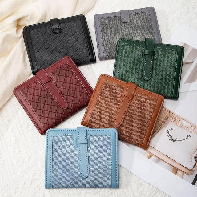tablarosa-Faux Leather Panel Bifold Wallet