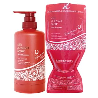 Dr.pro labo Japan - Uma Placenta Glow Shampoo Red Refill & Eco Bottle Set