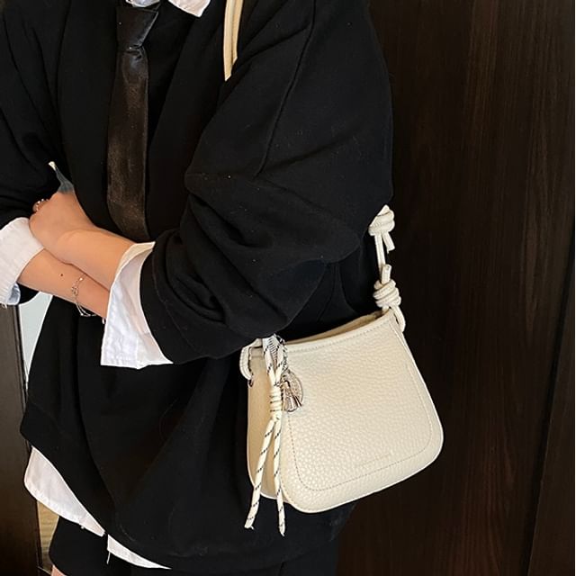 Skyglow-Faux Leather Grained Crossbody Bag
