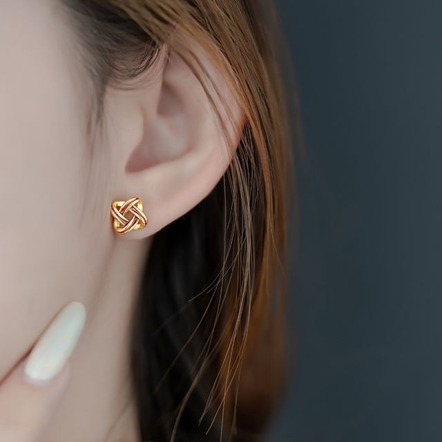 Seirios-Knot Alloy Stud Earring