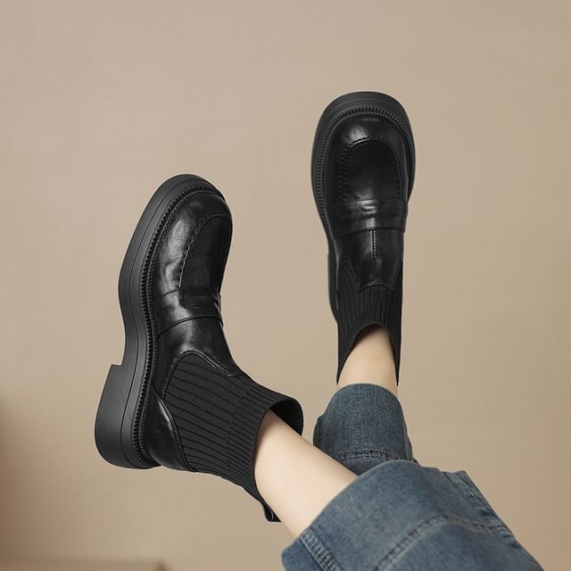 Cinnabelle-Platform Panel Knit Short Sock Boots