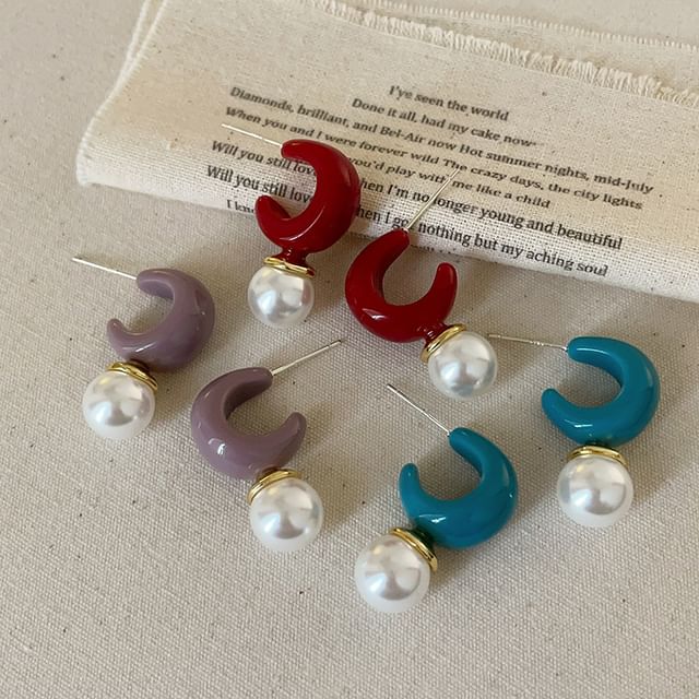 Panda Dama-Resin Faux Pearl Stud Earring