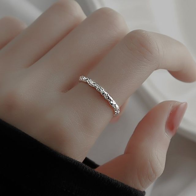 Parskletie-Textured Sterling Silver Open Ring