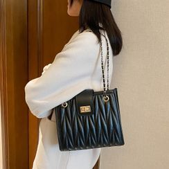 MiyaNeko - Quilted Faux Leather Tote Bag