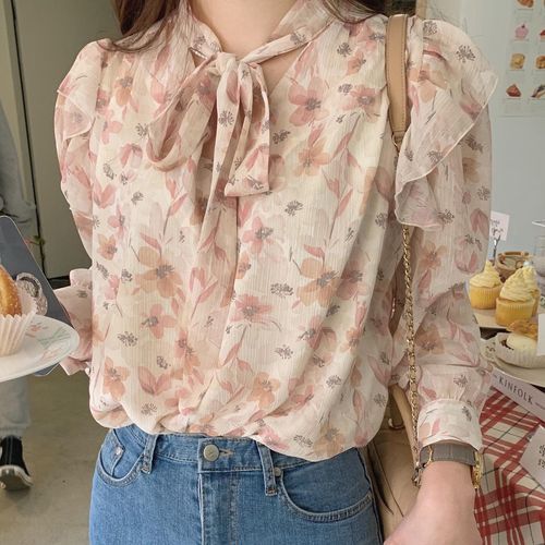 korean floral blouse