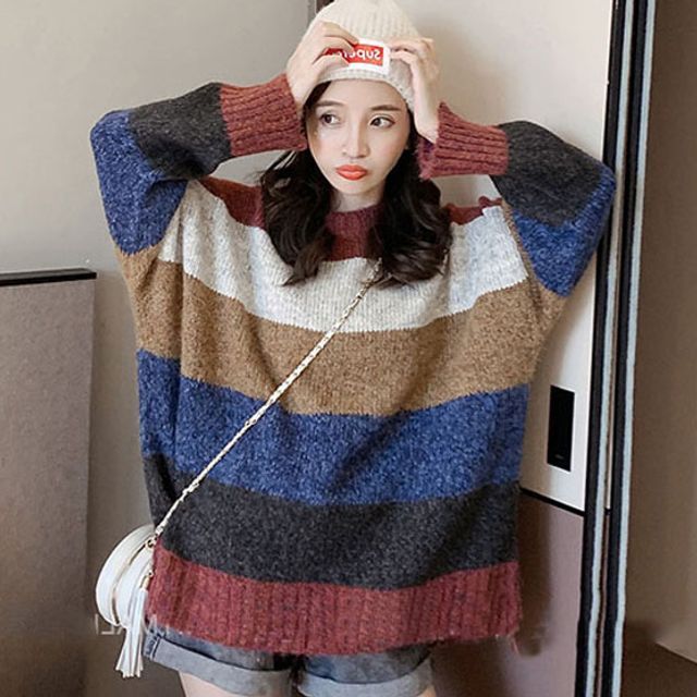 rainbow block sweater