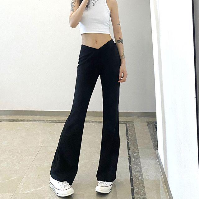 Puffie Plain Bootcut Pants YesStyle