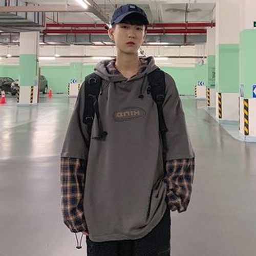 Tiaota - Plaid Panel Hoodie | YesStyle