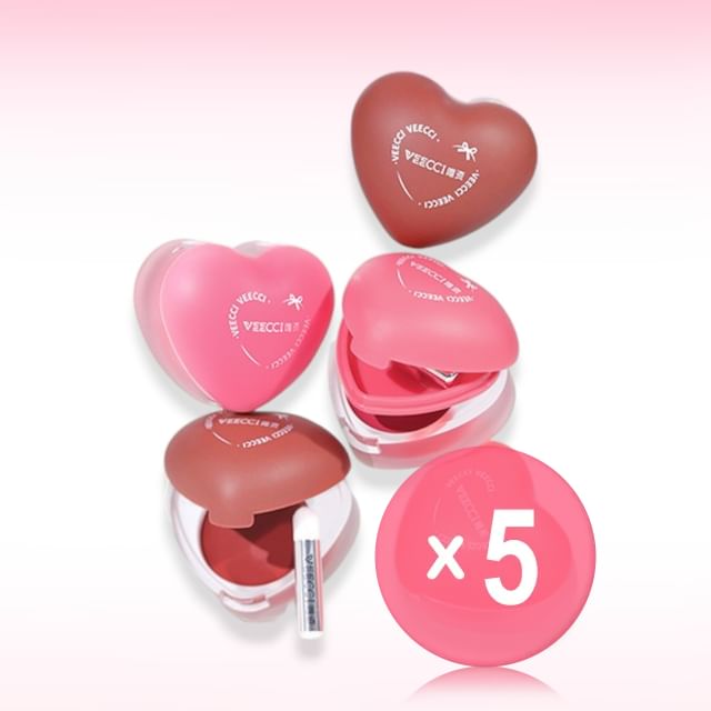 VEECCI-Heart Pudding Lip Cheek Multi-Use Cream - 4 Colors 5pcs Bundle Set
