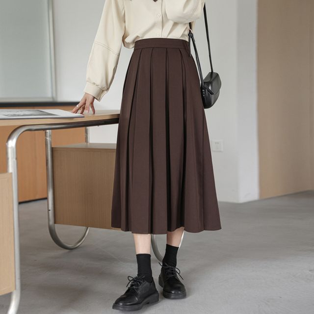 Lady Jean-Pleated Midi Skirt