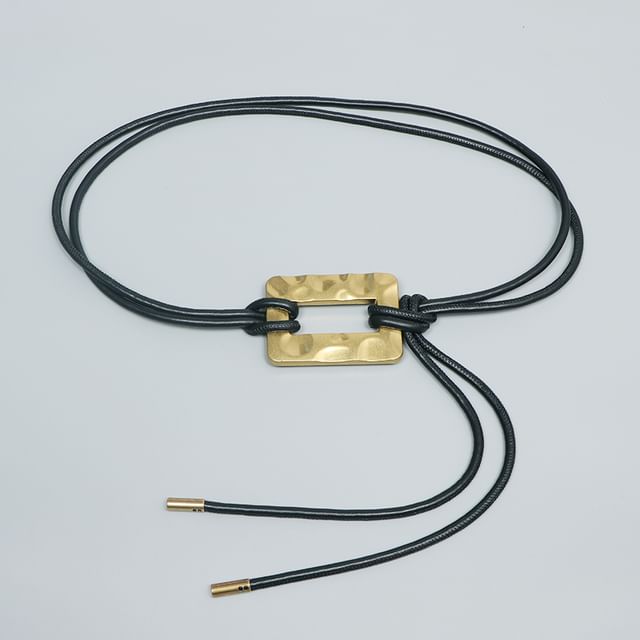 Poyol-Rectangle Buckled Faux Leather String Belt