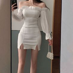 STARK - Cold Shoulder Long-Sleeve Mini Sheath Dress
