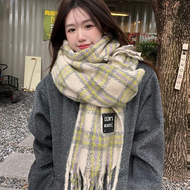4-4 STUDIO-Plaid Tassel Scarf