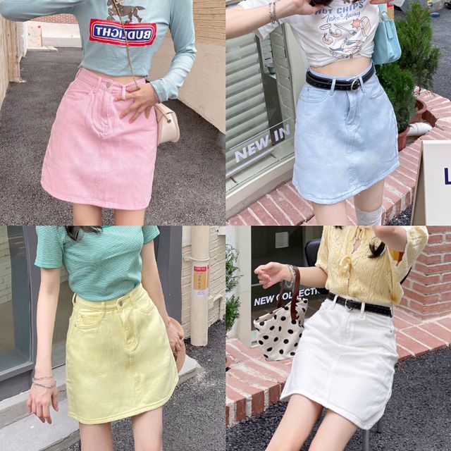 Sienne-Denim Mini Pencil Skirt