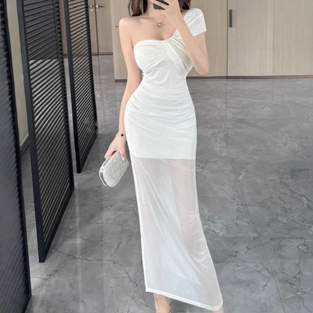 white rainies - Sleeveless Plain Asymmetrical Maxi Sheath Dress | YesStyle white rainies - Sleeveless Plain Asymmetrical Maxi Sheath Dress | YesStyle