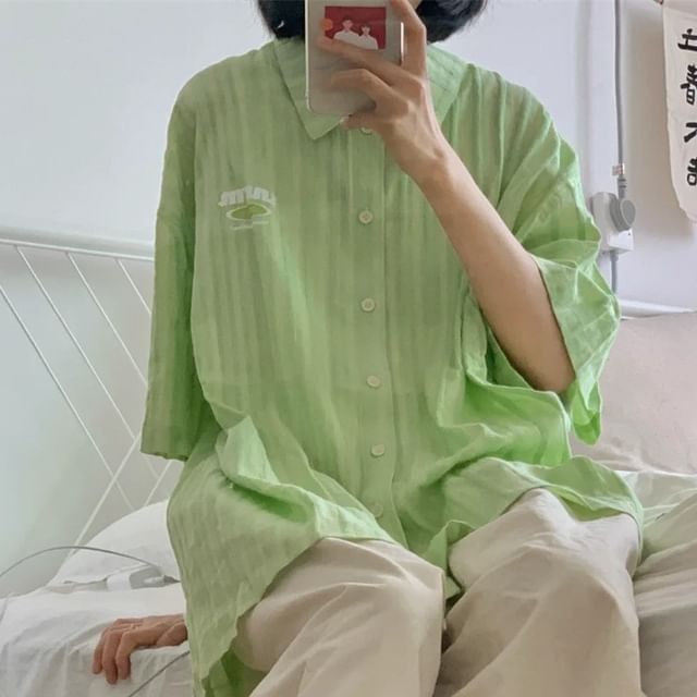 JVL-34-Sleeve Striped Shirt