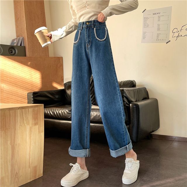 Everose-High Waist Wide-Leg Jeans