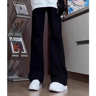 Kimeya-Mid Rise Plain Flared Jeans