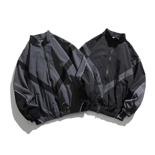 Cowpow-Striped Zip Windbreaker