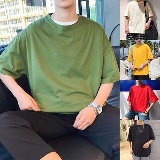 Wescosso-Plain Short-Sleeve T-Shirt