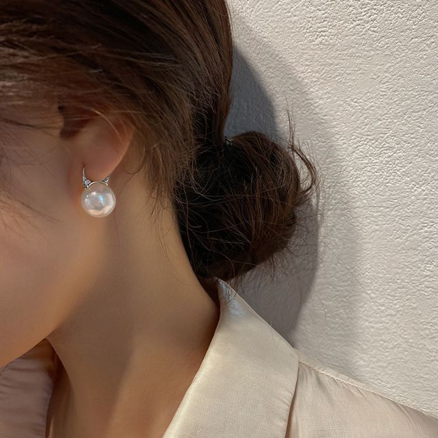 FOON-Faux Pearl Sterling Silver Dangle Earring