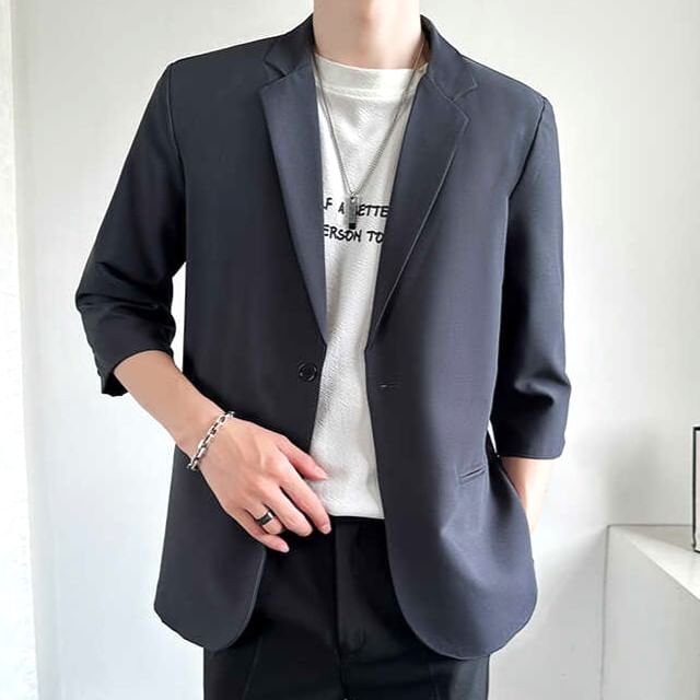 Naideth-34-Sleeve Lapel Collar One Buttoned Plain Blazer